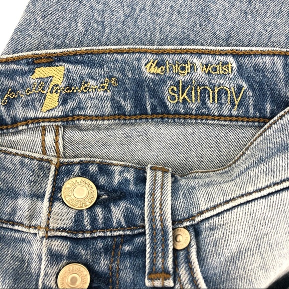 7 For All Mankind Blue The High Waist Skinny Jeans - Picture 5 of 10
